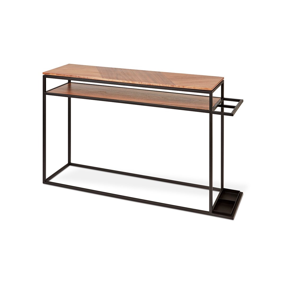 Tobias Console Table Walnut & BlackConsole Tables Gus*  Walnut & Black   Four Hands, Burke Decor, Mid Century Modern Furniture, Old Bones Furniture Company, Old Bones Co, Modern Mid Century, Designer Furniture, https://www.oldbonesco.com/