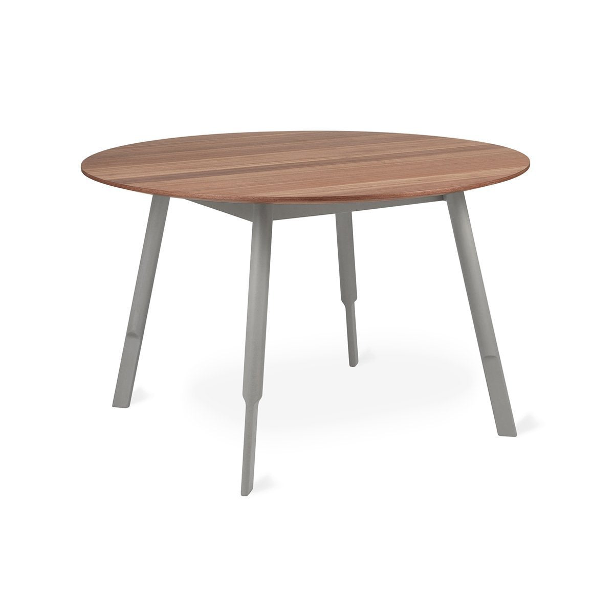 Bracket Dining Table - Round Walnut & Cadet GrayDining Table Gus*  Walnut & Cadet Gray   Four Hands, Burke Decor, Mid Century Modern Furniture, Old Bones Furniture Company, Old Bones Co, Modern Mid Century, Designer Furniture, https://www.oldbonesco.com/