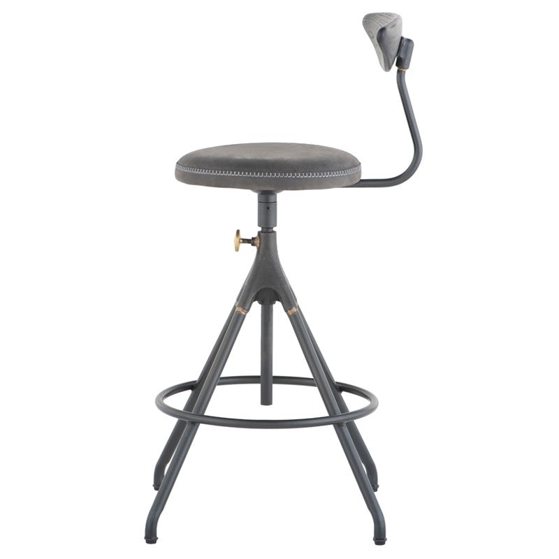 Akron Counter Stool With Back - Storm Black BAR AND COUNTER STOOL District Eight     Four Hands, Burke Decor, Mid Century Modern Furniture, Old Bones Furniture Company, Old Bones Co, Modern Mid Century, Designer Furniture, https://www.oldbonesco.com/