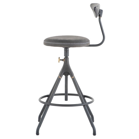 Akron Counter Stool With Back - Storm Black BAR AND COUNTER STOOL District Eight     Four Hands, Burke Decor, Mid Century Modern Furniture, Old Bones Furniture Company, Old Bones Co, Modern Mid Century, Designer Furniture, https://www.oldbonesco.com/