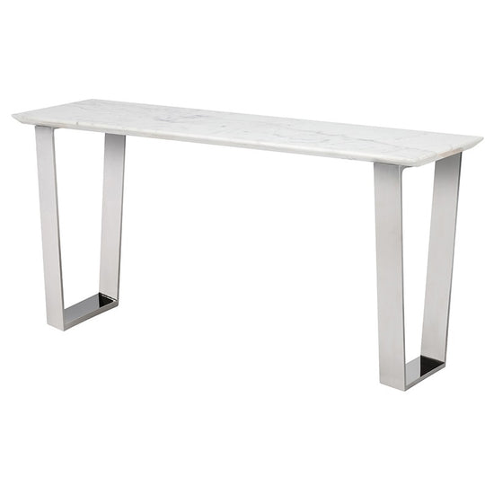 Catrine White Stone Console Table Console Table Nuevo     Four Hands, Burke Decor, Mid Century Modern Furniture, Old Bones Furniture Company, Old Bones Co, Modern Mid Century, Designer Furniture, https://www.oldbonesco.com/