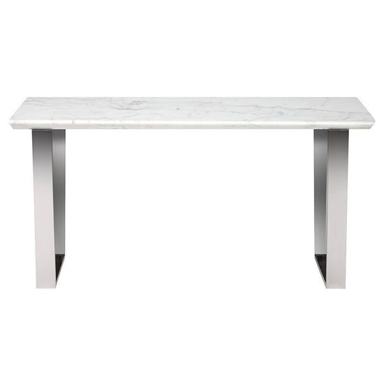 Catrine White Stone Console Table Console Table Nuevo     Four Hands, Burke Decor, Mid Century Modern Furniture, Old Bones Furniture Company, Old Bones Co, Modern Mid Century, Designer Furniture, https://www.oldbonesco.com/