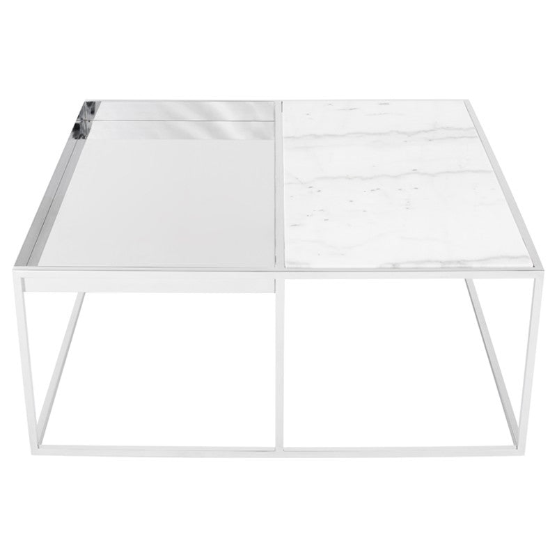 Load image into Gallery viewer, Corbett Coffee Table White / Polished SilverCoffee Table Nuevo  White / Polished Silver   Four Hands, Burke Decor, Mid Century Modern Furniture, Old Bones Furniture Company, Old Bones Co, Modern Mid Century, Designer Furniture, https://www.oldbonesco.com/
