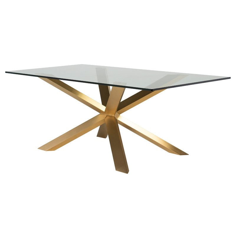 Couture Glass Dining Table Small / Brushed GoldDining Table Nuevo  Small Brushed Gold  Four Hands, Mid Century Modern Furniture, Old Bones Furniture Company, Old Bones Co, Modern Mid Century, Designer Furniture, https://www.oldbonesco.com/