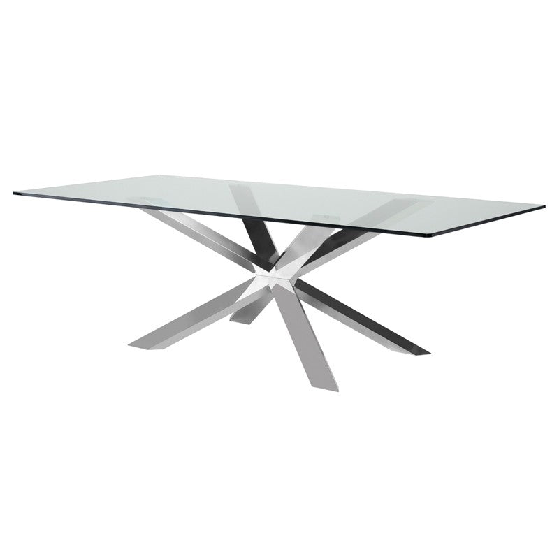 Couture Glass Dining Table Large / Polished Stainless SteelDining Table Nuevo  Large Polished Stainless Steel  Four Hands, Mid Century Modern Furniture, Old Bones Furniture Company, Old Bones Co, Modern Mid Century, Designer Furniture, https://www.oldbonesco.com/
