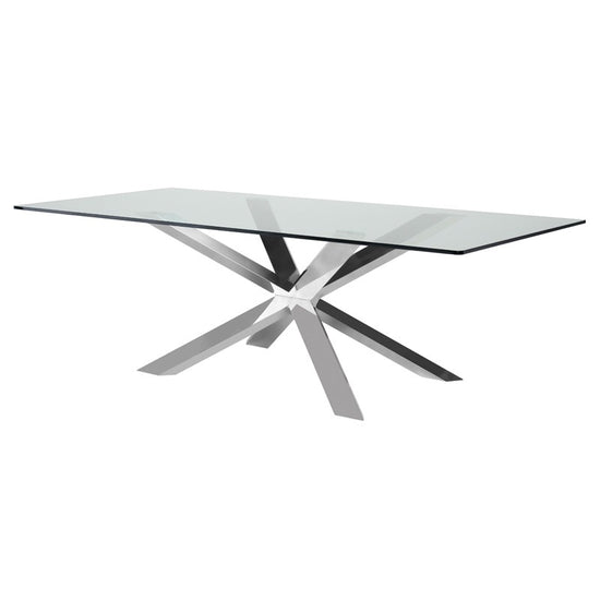 Load image into Gallery viewer, Couture Glass Dining Table Large / Polished Stainless SteelDining Table Nuevo  Large Polished Stainless Steel  Four Hands, Mid Century Modern Furniture, Old Bones Furniture Company, Old Bones Co, Modern Mid Century, Designer Furniture, https://www.oldbonesco.com/
