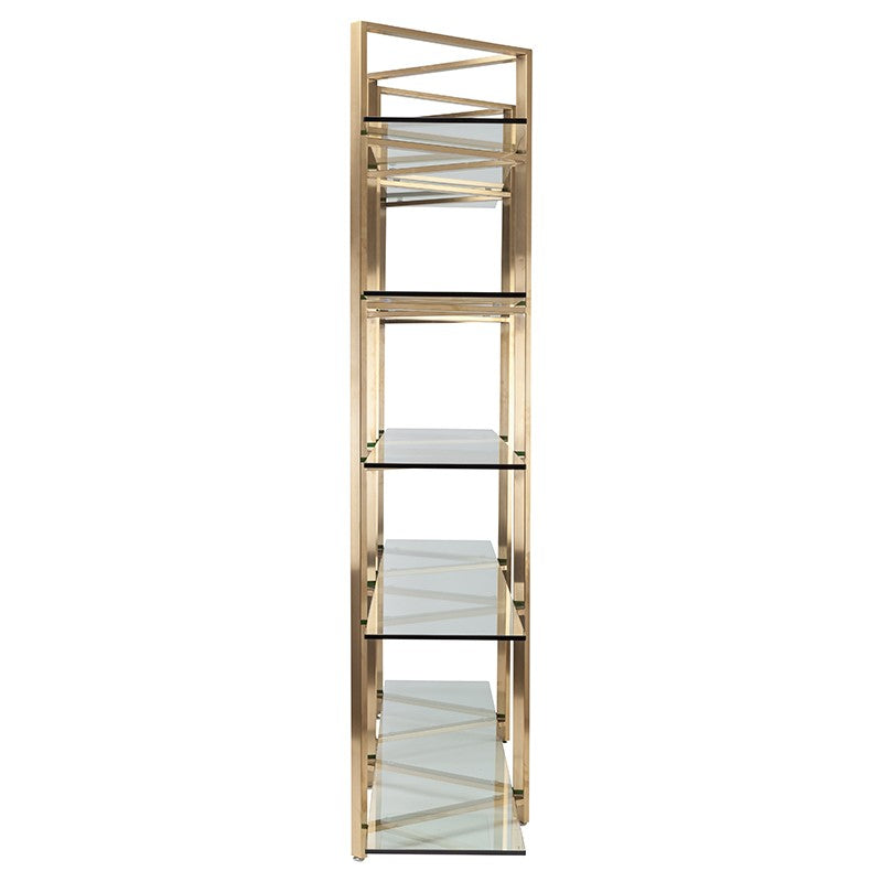 Elton Clear Glass Display Shelving - Gold SHELVING Nuevo     Four Hands, Burke Decor, Mid Century Modern Furniture, Old Bones Furniture Company, Old Bones Co, Modern Mid Century, Designer Furniture, https://www.oldbonesco.com/