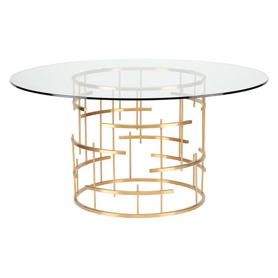 Round Tiffany Dining Table Small / Brushed Gold StainlessDining Table Nuevo  Small Brushed Gold Stainless  Four Hands, Burke Decor, Mid Century Modern Furniture, Old Bones Furniture Company, Old Bones Co, Modern Mid Century, Designer Furniture, https://www.oldbonesco.com/