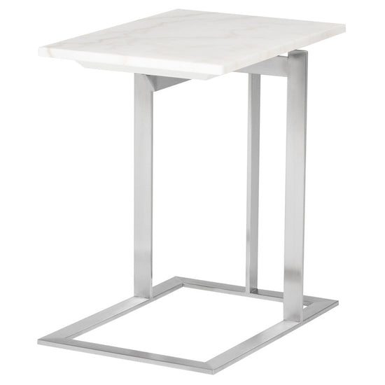 Load image into Gallery viewer, Dell Side Table White Marble / SliverSide Table Nuevo  White Marble Sliver  Four Hands, Burke Decor, Mid Century Modern Furniture, Old Bones Furniture Company, Old Bones Co, Modern Mid Century, Designer Furniture, https://www.oldbonesco.com/
