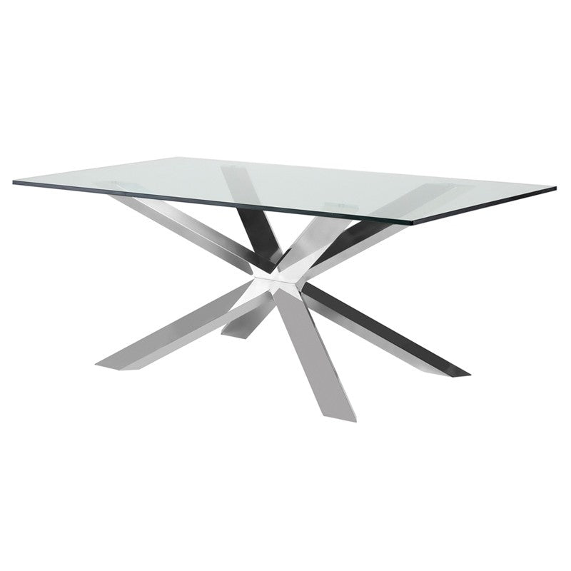 Couture Glass Dining Table Small / Polished Stainless SteelDining Table Nuevo  Small Polished Stainless Steel  Four Hands, Mid Century Modern Furniture, Old Bones Furniture Company, Old Bones Co, Modern Mid Century, Designer Furniture, https://www.oldbonesco.com/