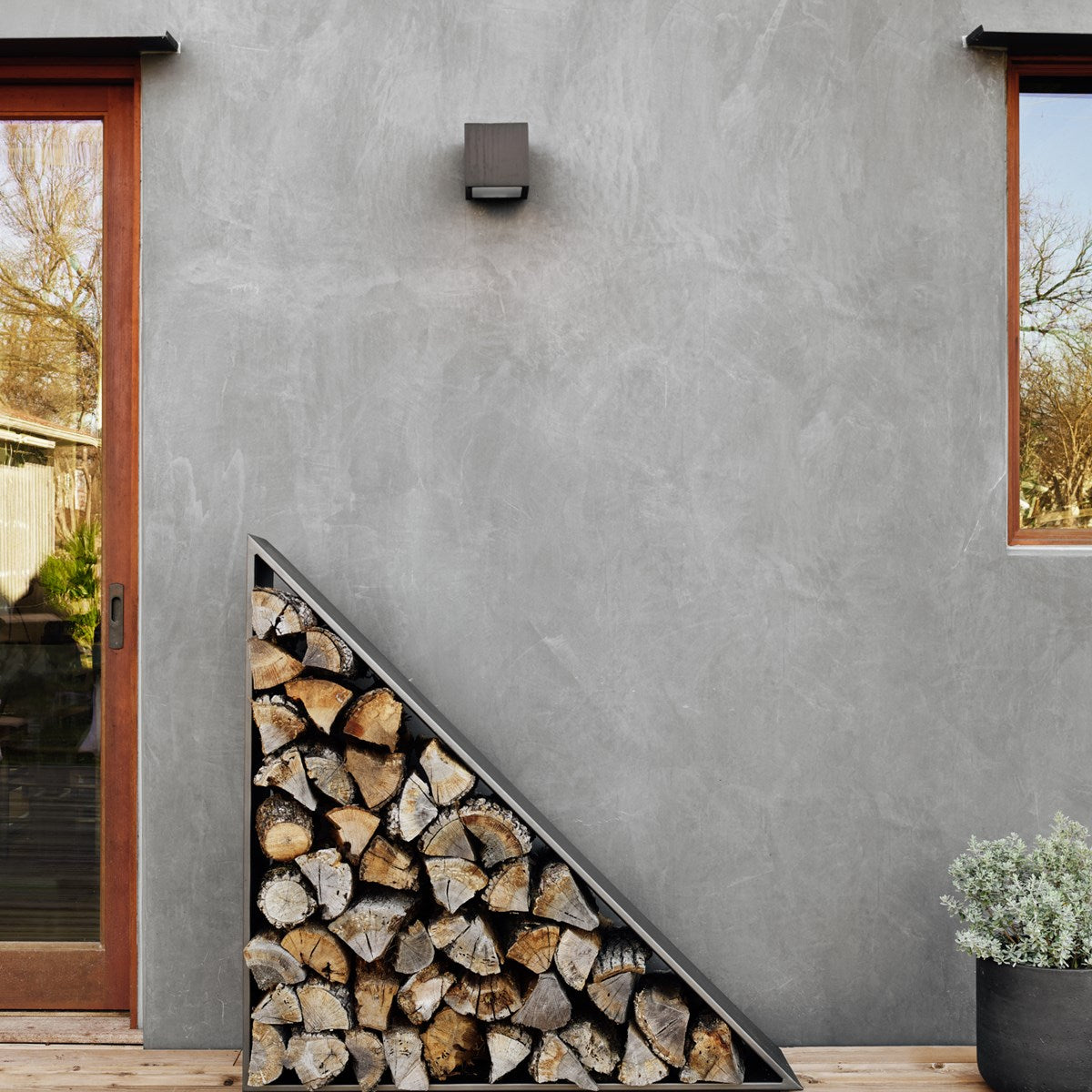 Nero Firewood Storage-Coated Gunmetal Firewood Storage Four Hands     Four Hands, Burke Decor, Mid Century Modern Furniture, Old Bones Furniture Company, Old Bones Co, Modern Mid Century, Designer Furniture, https://www.oldbonesco.com/