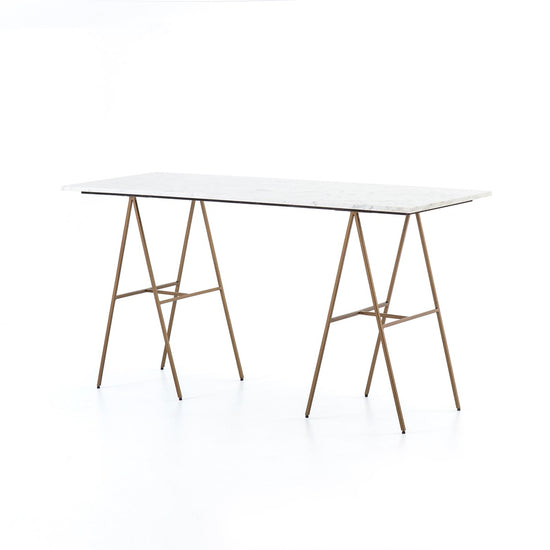 Eden Desk-Polished White Marble Desk Four Hands     Four Hands, Burke Decor, Mid Century Modern Furniture, Old Bones Furniture Company, Old Bones Co, Modern Mid Century, Designer Furniture, https://www.oldbonesco.com/