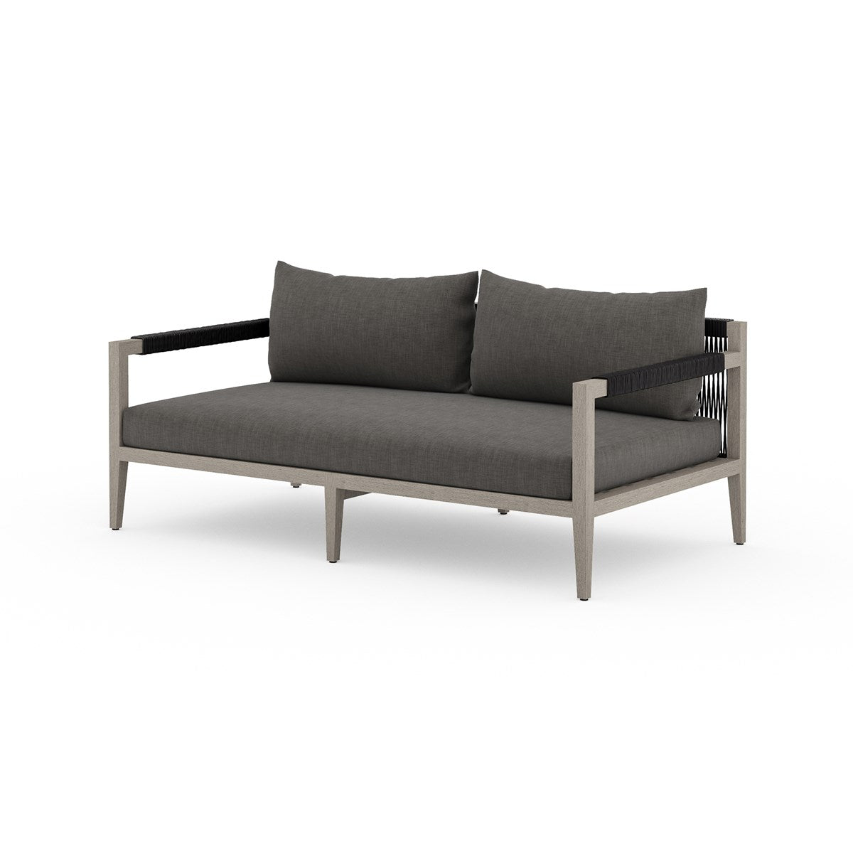 Sherwood Outdoor Sofa, Weathered Grey Charcoal / 63"Sofa Four Hands  Charcoal 63"  Four Hands, Burke Decor, Mid Century Modern Furniture, Old Bones Furniture Company, Old Bones Co, Modern Mid Century, Designer Furniture, https://www.oldbonesco.com/