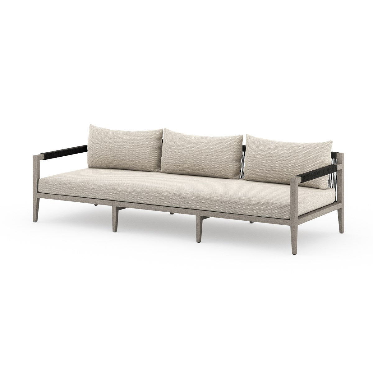Sherwood Outdoor Sofa, Weathered Grey Faye Sand / 93"Sofa Four Hands  Faye Sand 93"  Four Hands, Burke Decor, Mid Century Modern Furniture, Old Bones Furniture Company, Old Bones Co, Modern Mid Century, Designer Furniture, https://www.oldbonesco.com/