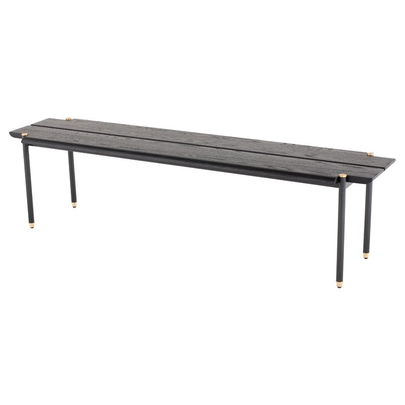 Stacking Bench - Charred Black 63"L BENCH District Eight     Four Hands, Burke Decor, Mid Century Modern Furniture, Old Bones Furniture Company, Old Bones Co, Modern Mid Century, Designer Furniture, https://www.oldbonesco.com/