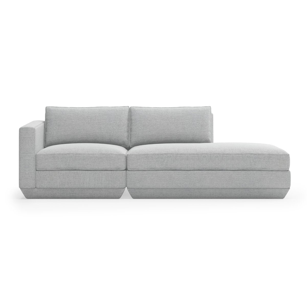 Podium Modular 2PC Lounge Sofa Right Bayview SilverLounge Sofa Gus*  Bayview Silver   Four Hands, Burke Decor, Mid Century Modern Furniture, Old Bones Furniture Company, Old Bones Co, Modern Mid Century, Designer Furniture, https://www.oldbonesco.com/