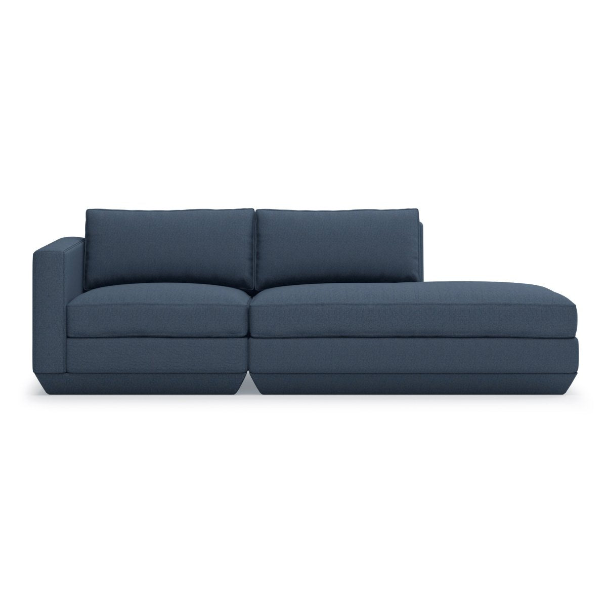 Podium Modular 2PC Lounge Sofa Right Hanson NavyLounge Sofa Gus*  Hanson Navy   Four Hands, Burke Decor, Mid Century Modern Furniture, Old Bones Furniture Company, Old Bones Co, Modern Mid Century, Designer Furniture, https://www.oldbonesco.com/