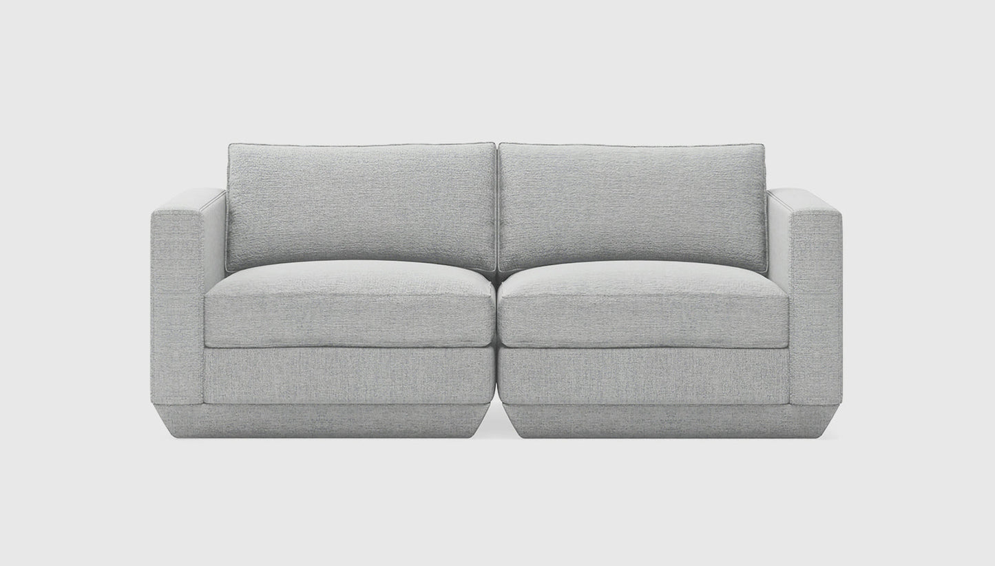 Load image into Gallery viewer, Podium 2PC Sofa Bayview SilverSofa Gus*  Bayview Silver   Four Hands, Mid Century Modern Furniture, Old Bones Furniture Company, Old Bones Co, Modern Mid Century, Designer Furniture, https://www.oldbonesco.com/

