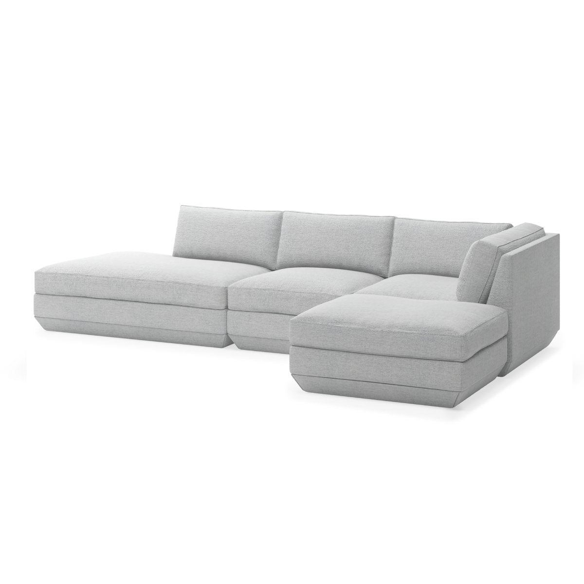 Podium Modular 4PC Lounge Sectional B - RF Bayview SilverSectional Sofa Gus*  Bayview Silver   Four Hands, Burke Decor, Mid Century Modern Furniture, Old Bones Furniture Company, Old Bones Co, Modern Mid Century, Designer Furniture, https://www.oldbonesco.com/