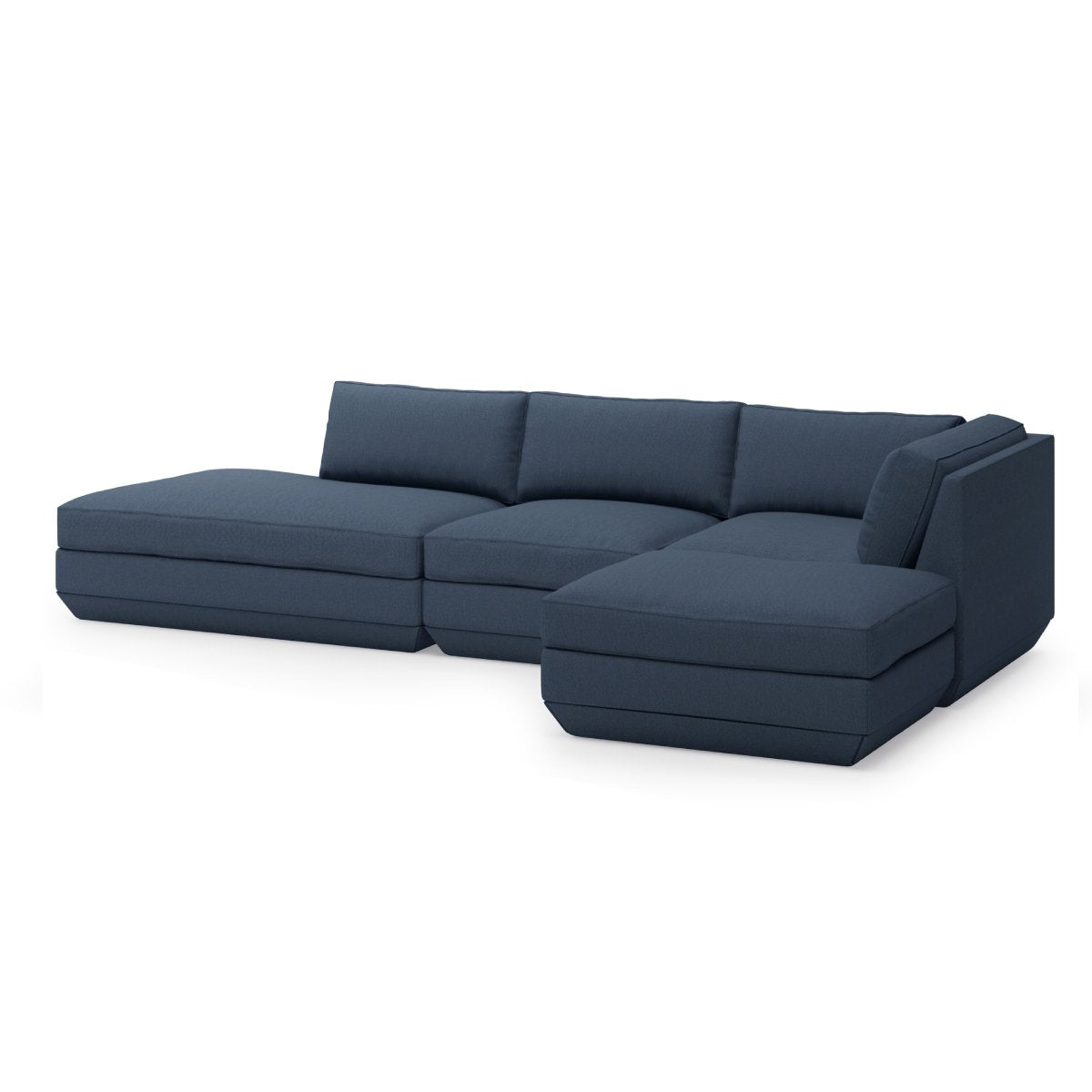 Podium Modular 4PC Lounge Sectional B - RF Hanson NavySectional Sofa Gus*  Hanson Navy   Four Hands, Burke Decor, Mid Century Modern Furniture, Old Bones Furniture Company, Old Bones Co, Modern Mid Century, Designer Furniture, https://www.oldbonesco.com/