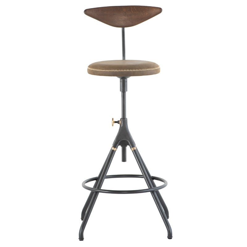 Akron Counter Stool With Back - Jin Green BAR AND COUNTER STOOL District Eight     Four Hands, Burke Decor, Mid Century Modern Furniture, Old Bones Furniture Company, Old Bones Co, Modern Mid Century, Designer Furniture, https://www.oldbonesco.com/