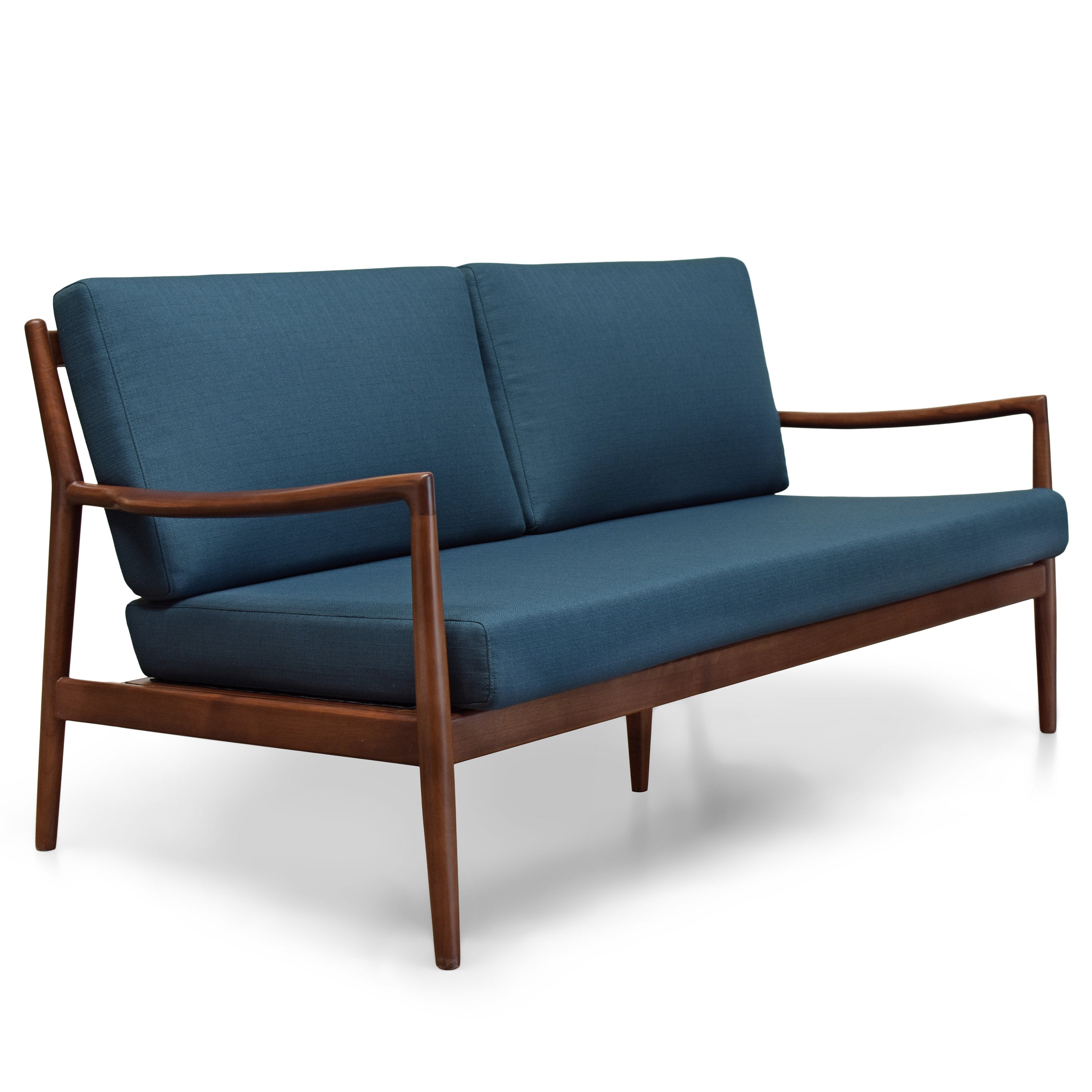Stella Sofa Azure/ClassicWalnut Gingko Home Furnishings  Azure/ClassicWalnut   Four Hands, Burke Decor, Mid Century Modern Furniture, Old Bones Furniture Company, Old Bones Co, Modern Mid Century, Designer Furniture, https://www.oldbonesco.com/