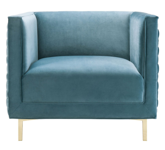Sal Woven Chair Sea Blue w/ Gold Stainless Steel LegsChair TOV Furniture  Sea Blue w/ Gold Stainless Steel Legs   Four Hands, Burke Decor, Mid Century Modern Furniture, Old Bones Furniture Company, Old Bones Co, Modern Mid Century, Designer Furniture, https://www.oldbonesco.com/