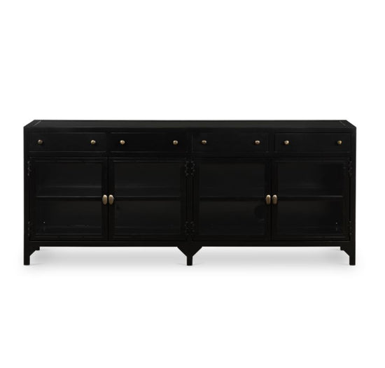 SHADOW BOX MEDIA CONSOLE BlackCabinets & Storage Four Hands  Black   Four Hands, Burke Decor, Mid Century Modern Furniture, Old Bones Furniture Company, Old Bones Co, Modern Mid Century, Designer Furniture, https://www.oldbonesco.com/