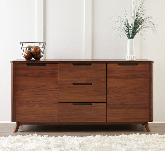 Load image into Gallery viewer, Tahoe American Walnut 3 Section Sideboard Buffet Unique Furniture     Four Hands, Mid Century Modern Furniture, Old Bones Furniture Company, Old Bones Co, Modern Mid Century, Designer Furniture, https://www.oldbonesco.com/
