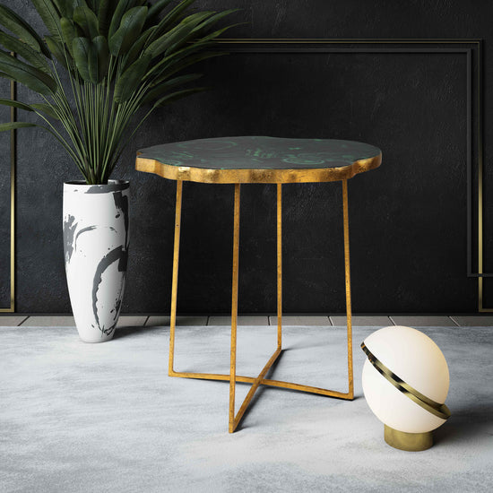 Load image into Gallery viewer, Lily Agate Side Table Side Table TOV Furniture     Four Hands, Burke Decor, Mid Century Modern Furniture, Old Bones Furniture Company, Old Bones Co, Modern Mid Century, Designer Furniture, https://www.oldbonesco.com/
