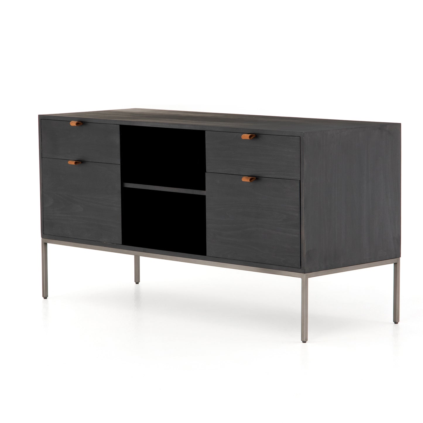 Trey Modular Filing Credenza Black Wash PoplarFiling Cabinets Four Hands  Black Wash Poplar   Four Hands, Mid Century Modern Furniture, Old Bones Furniture Company, Old Bones Co, Modern Mid Century, Designer Furniture, https://www.oldbonesco.com/