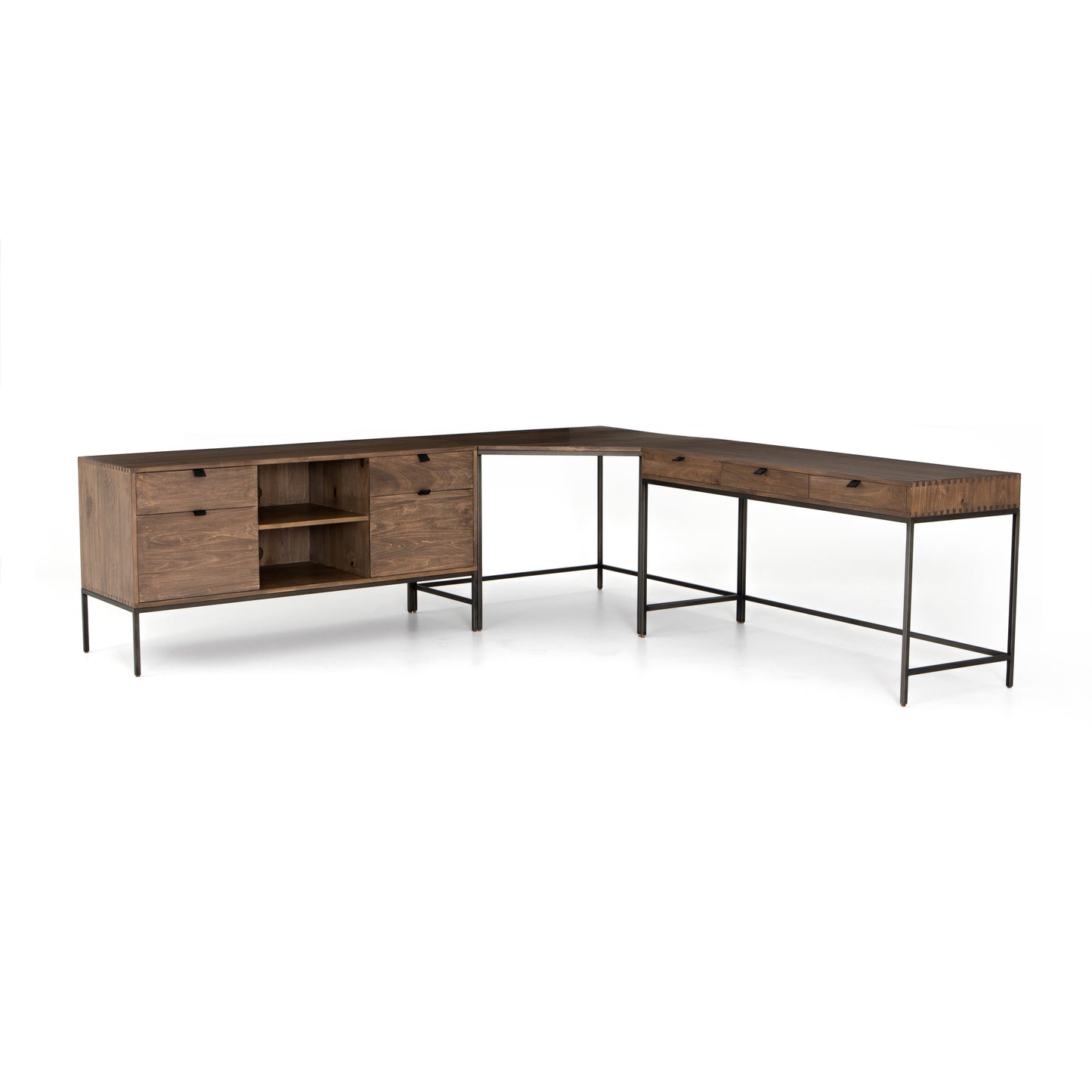 Try Desk System W/ Filing Credenza / Auburn PoplarDesk Four Hands  W/ Filing Credenza Auburn Poplar  Four Hands, Mid Century Modern Furniture, Old Bones Furniture Company, Old Bones Co, Modern Mid Century, Designer Furniture, https://www.oldbonesco.com/