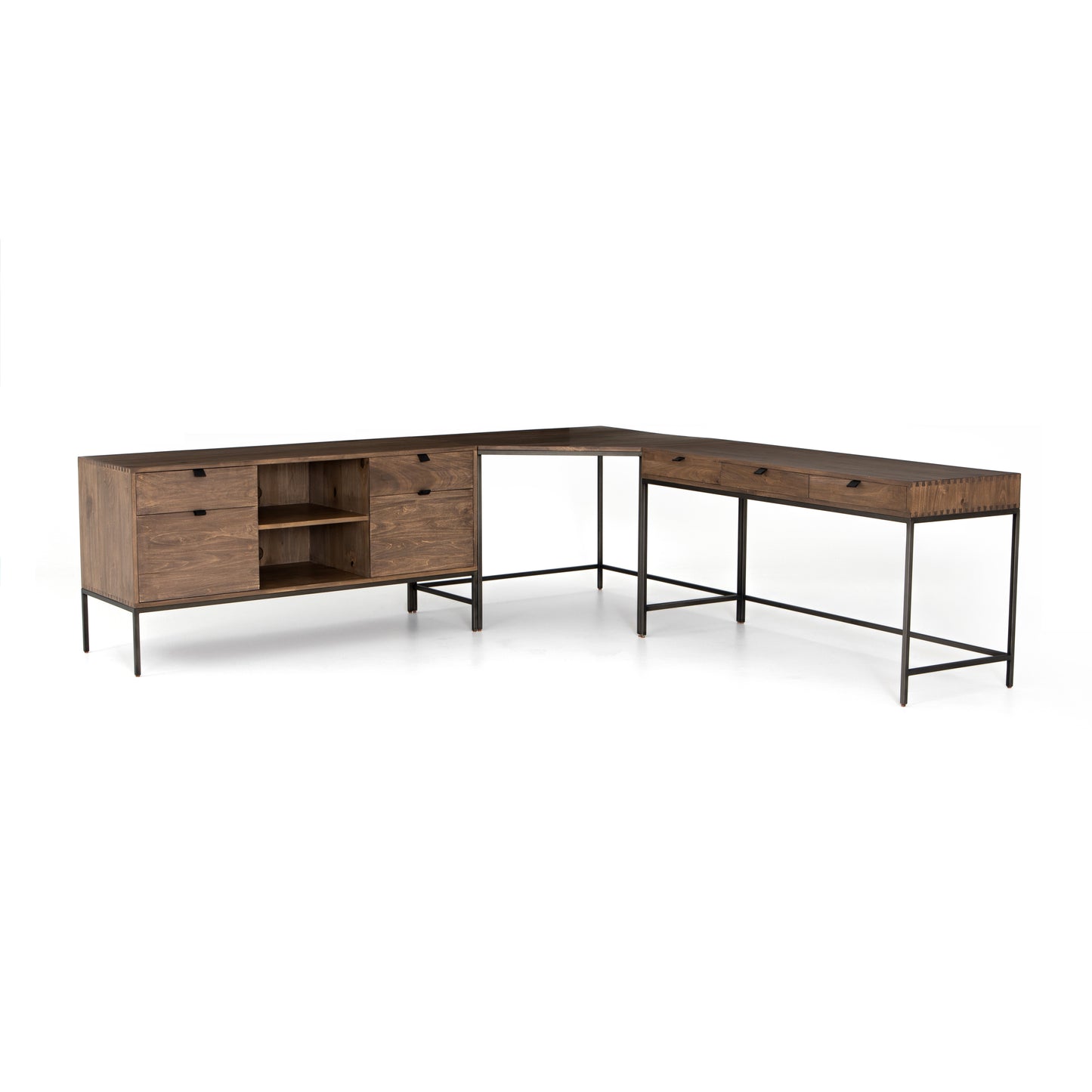 Try Desk System W/ Filing Credenza / Auburn PoplarDesk Four Hands  W/ Filing Credenza Auburn Poplar  Four Hands, Mid Century Modern Furniture, Old Bones Furniture Company, Old Bones Co, Modern Mid Century, Designer Furniture, https://www.oldbonesco.com/