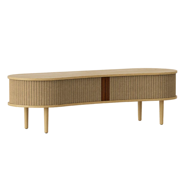Audacious TV Bench - Light Oak Sugar Brown / OakTV Stand Umage  Sugar Brown Oak  Four Hands, Mid Century Modern Furniture, Old Bones Furniture Company, Old Bones Co, Modern Mid Century, Designer Furniture, https://www.oldbonesco.com/