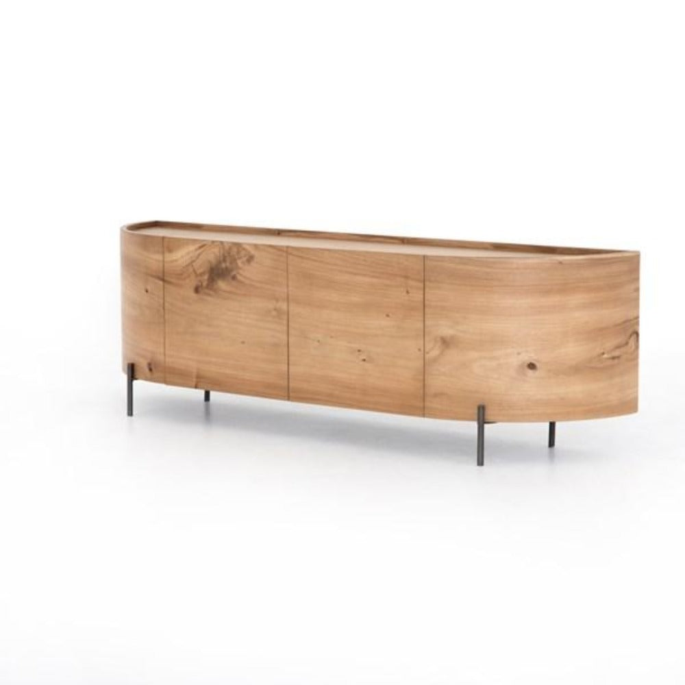 Lunas Media Console - Gold Guanacaste Media Unit Four Hands     Four Hands, Burke Decor, Mid Century Modern Furniture, Old Bones Furniture Company, Old Bones Co, Modern Mid Century, Designer Furniture, https://www.oldbonesco.com/