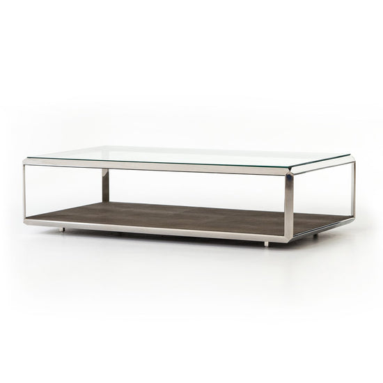 Shagreen Shadow Box Coffee Table Stainless Steel/GreyCoffee Table Four Hands  Stainless Steel/Grey   Four Hands, Burke Decor, Mid Century Modern Furniture, Old Bones Furniture Company, Old Bones Co, Modern Mid Century, Designer Furniture, https://www.oldbonesco.com/