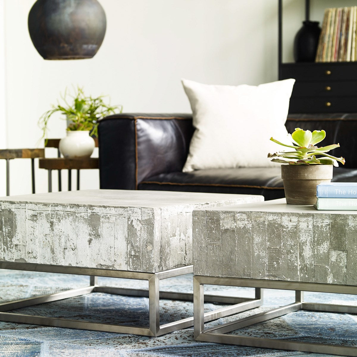 Concrete and Chrome Coffee Table Coffee Table Four Hands     Four Hands, Burke Decor, Mid Century Modern Furniture, Old Bones Furniture Company, Old Bones Co, Modern Mid Century, Designer Furniture, https://www.oldbonesco.com/