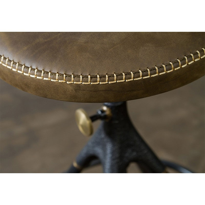 Akron Counter Stool - Jin Green Leather BAR AND COUNTER STOOL District Eight     Four Hands, Burke Decor, Mid Century Modern Furniture, Old Bones Furniture Company, Old Bones Co, Modern Mid Century, Designer Furniture, https://www.oldbonesco.com/