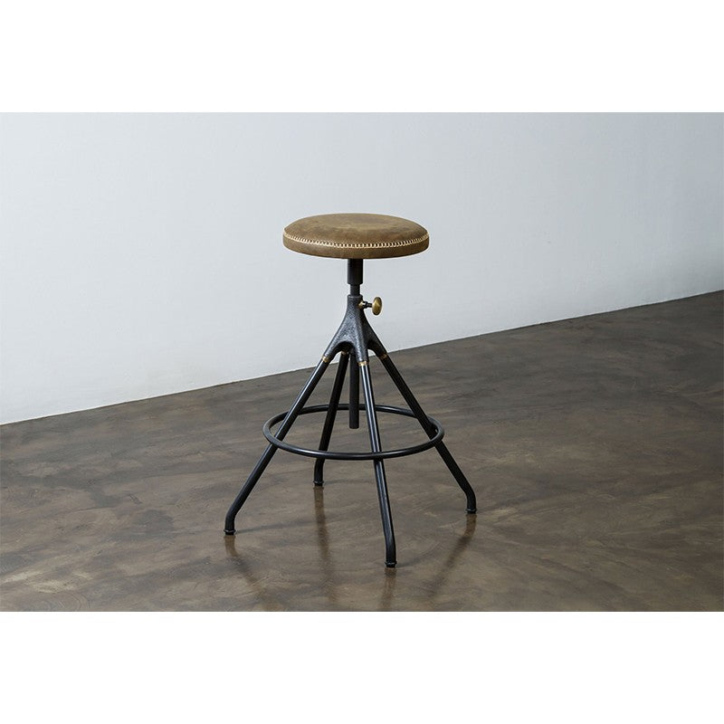 Load image into Gallery viewer, Akron Counter Stool - Jin Green Leather BAR AND COUNTER STOOL District Eight     Four Hands, Burke Decor, Mid Century Modern Furniture, Old Bones Furniture Company, Old Bones Co, Modern Mid Century, Designer Furniture, https://www.oldbonesco.com/
