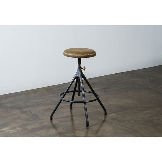 Akron Counter Stool - Jin Green Leather BAR AND COUNTER STOOL District Eight     Four Hands, Burke Decor, Mid Century Modern Furniture, Old Bones Furniture Company, Old Bones Co, Modern Mid Century, Designer Furniture, https://www.oldbonesco.com/