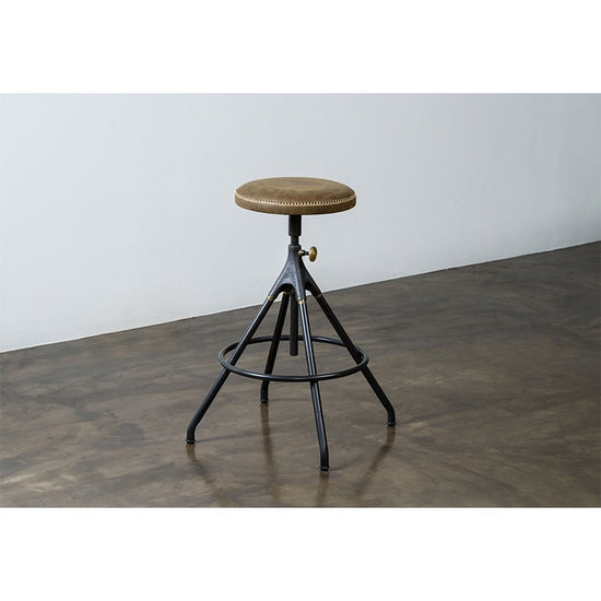 Load image into Gallery viewer, Akron Counter Stool - Jin Green Leather BAR AND COUNTER STOOL District Eight     Four Hands, Burke Decor, Mid Century Modern Furniture, Old Bones Furniture Company, Old Bones Co, Modern Mid Century, Designer Furniture, https://www.oldbonesco.com/
