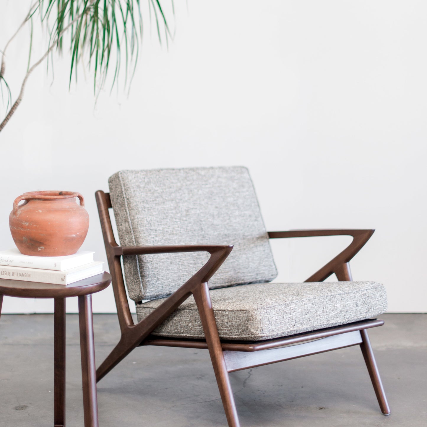 Walnut Genuine Grain Leather Z Chair — Bowery & Grand