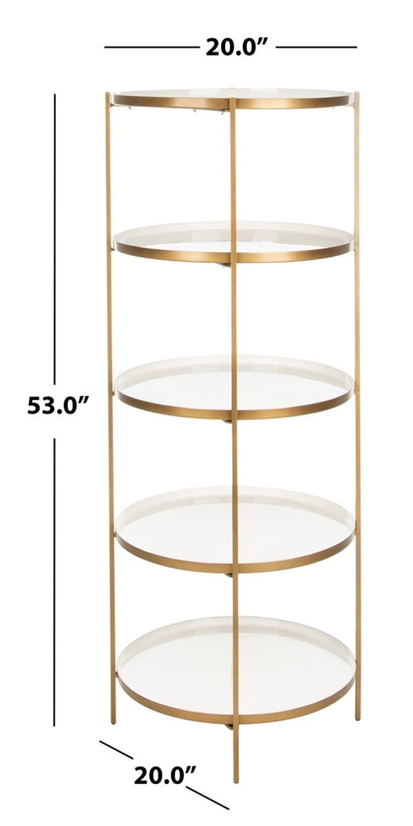 Tia Round 5 Tier Etagere Bookshelf Safavieh     Four Hands, Burke Decor, Mid Century Modern Furniture, Old Bones Furniture Company, Old Bones Co, Modern Mid Century, Designer Furniture, https://www.oldbonesco.com/