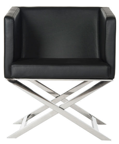 Celine Bonded Leather Chrome Cross Leg Chair Lounge Chair Safavieh     Four Hands, Burke Decor, Mid Century Modern Furniture, Old Bones Furniture Company, Old Bones Co, Modern Mid Century, Designer Furniture, https://www.oldbonesco.com/