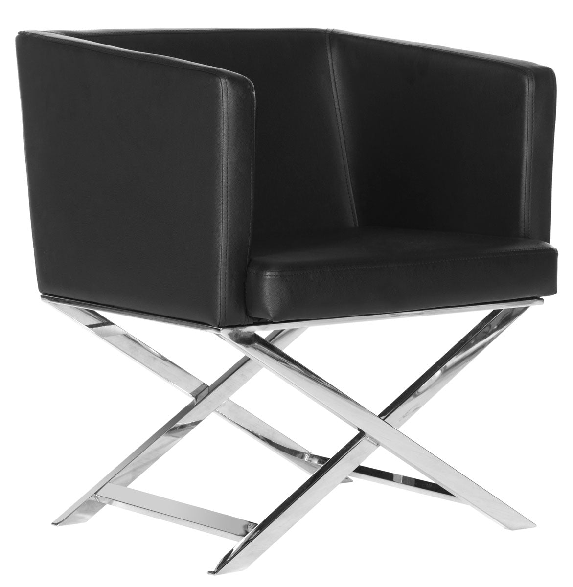 Celine Bonded Leather Chrome Cross Leg Chair Lounge Chair Safavieh     Four Hands, Burke Decor, Mid Century Modern Furniture, Old Bones Furniture Company, Old Bones Co, Modern Mid Century, Designer Furniture, https://www.oldbonesco.com/