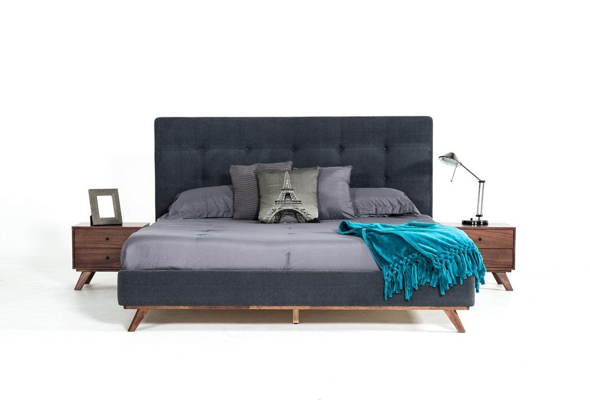 Addison Grey Fabric Bed QueenBed VIG Furniture  Queen   Four Hands, Burke Decor, Mid Century Modern Furniture, Old Bones Furniture Company, Old Bones Co, Modern Mid Century, Designer Furniture, https://www.oldbonesco.com/