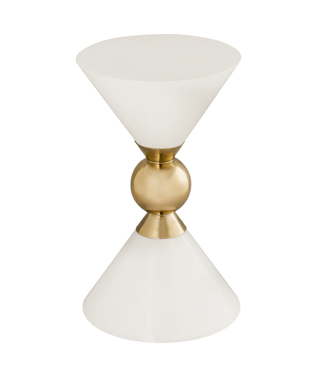 Balhi Side Table White/GoldSide Table TOV Furniture  White/Gold   Four Hands, Burke Decor, Mid Century Modern Furniture, Old Bones Furniture Company, Old Bones Co, Modern Mid Century, Designer Furniture, https://www.oldbonesco.com/