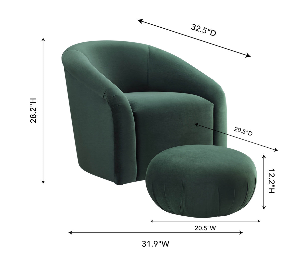 Boboli Chair + Ottoman Set Lounge Chair TOV Furniture     Four Hands, Burke Decor, Mid Century Modern Furniture, Old Bones Furniture Company, Old Bones Co, Modern Mid Century, Designer Furniture, https://www.oldbonesco.com/