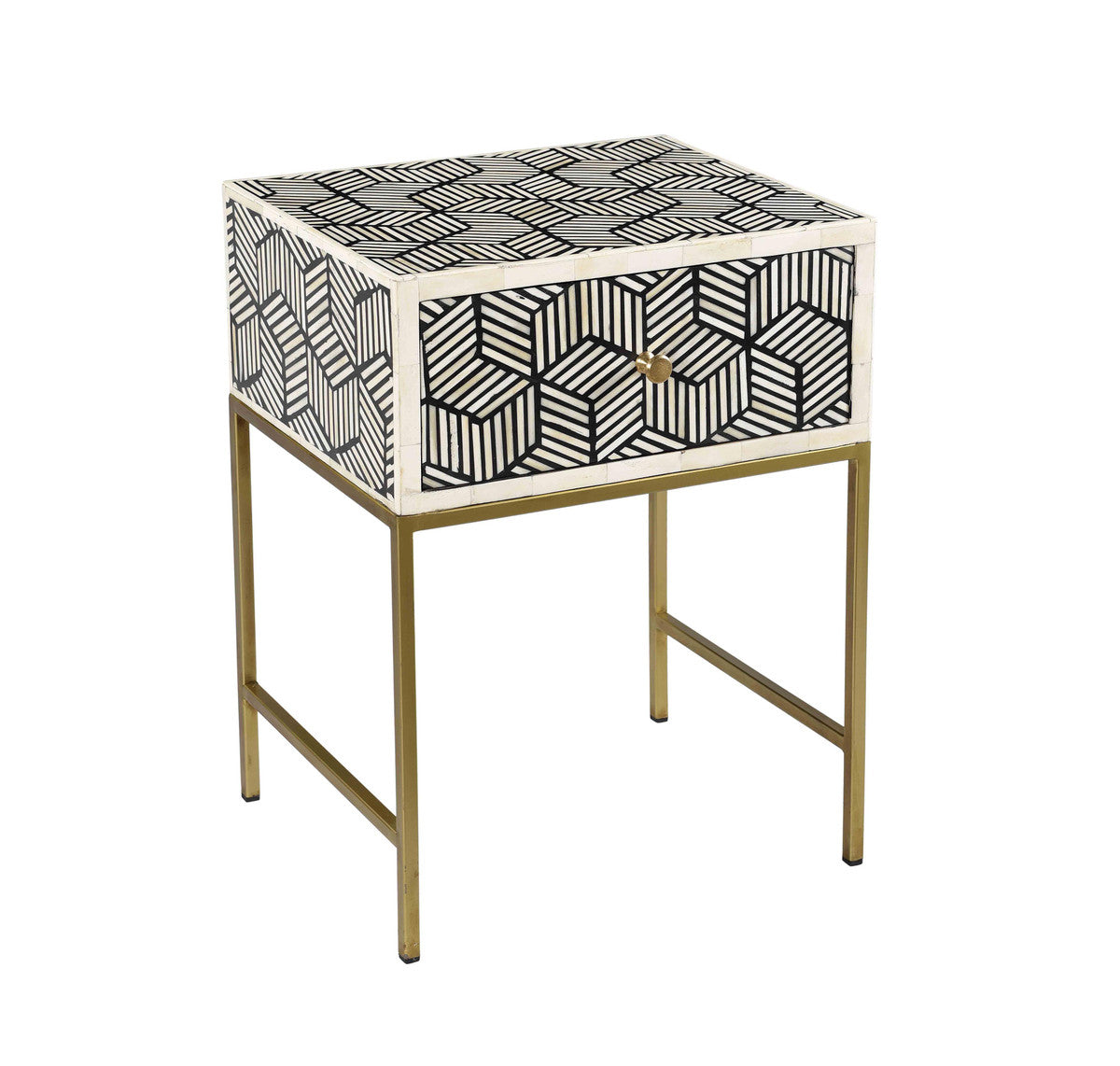 Bone Inlay Side Table Nightstand/End Table TOV Furniture     Four Hands, Burke Decor, Mid Century Modern Furniture, Old Bones Furniture Company, Old Bones Co, Modern Mid Century, Designer Furniture, https://www.oldbonesco.com/