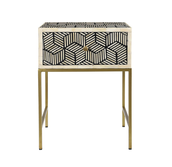 Bone Inlay Side Table Nightstand/End Table TOV Furniture     Four Hands, Burke Decor, Mid Century Modern Furniture, Old Bones Furniture Company, Old Bones Co, Modern Mid Century, Designer Furniture, https://www.oldbonesco.com/